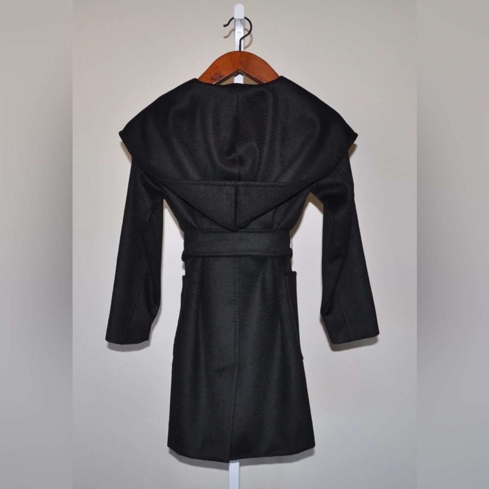 Max Mara Rialto 100% Camel Hair Black Short Hooded Coat Size 0 MSRP $3450 - Picture 9 of 12
